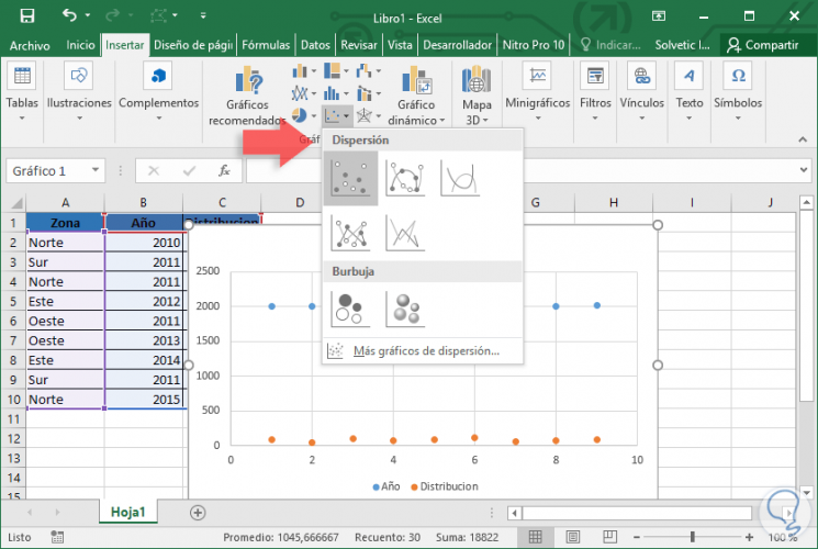Cómo crear en gráfico línea de tendencia de datos Excel 2019 y Excel