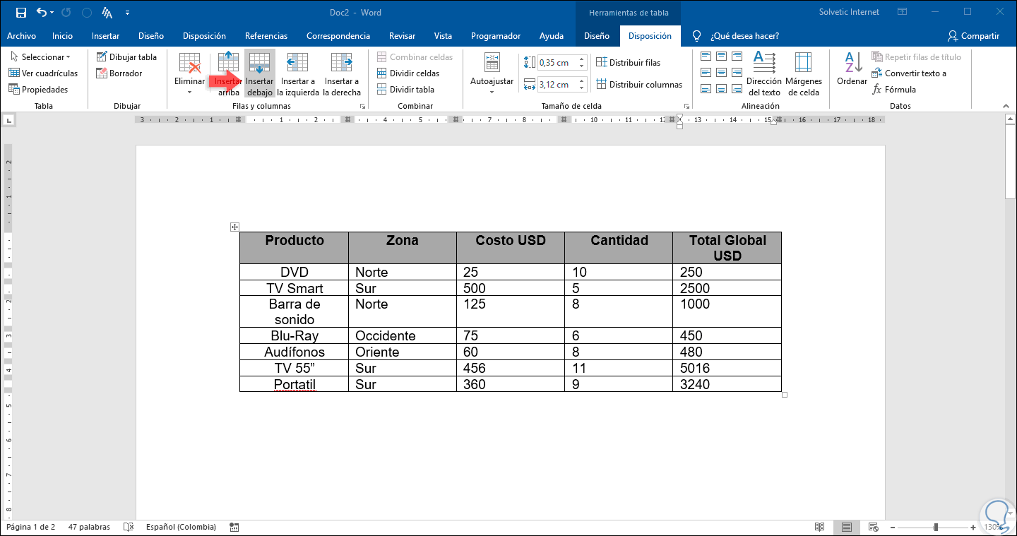 Doble Columna En Word Cómo sumar filas y columnas en una tabla Word 2019 o Word 2016 - Solvetic