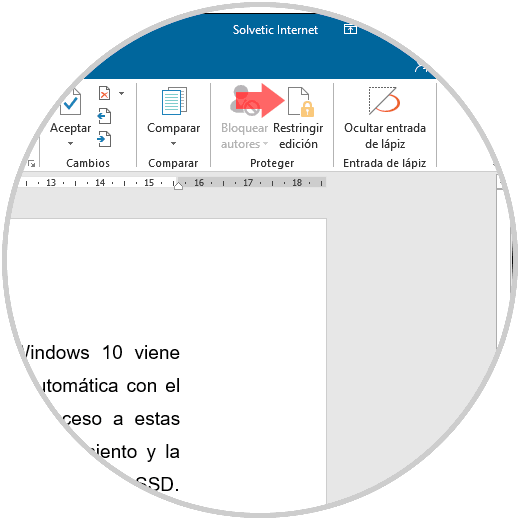 Cómo bloquear parte de un texto en Word 2019 y Word 2016 Solvetic