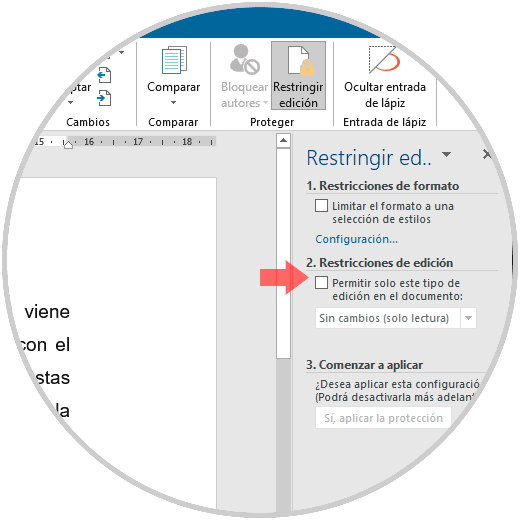 Cómo bloquear parte de un texto en Word 2019 y Word 2016 Solvetic Cómo bloquear parte de un texto en Word 2019 y Word 2016 Solvetic