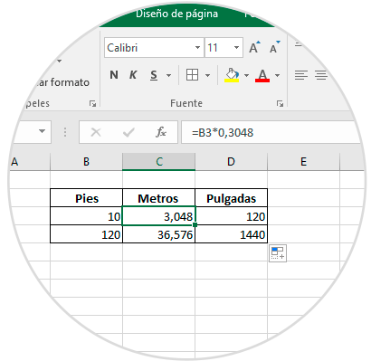 Cómo convertir pies a pulgadas o metros en Excel 2016 - Solvetic