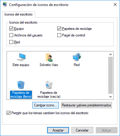 Cambiar icono de papelera de reciclaje Windows 10 - Solvetic