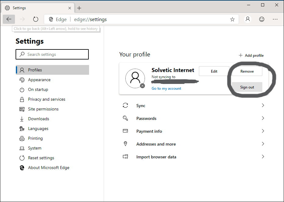 how to delete microsoft edge profile