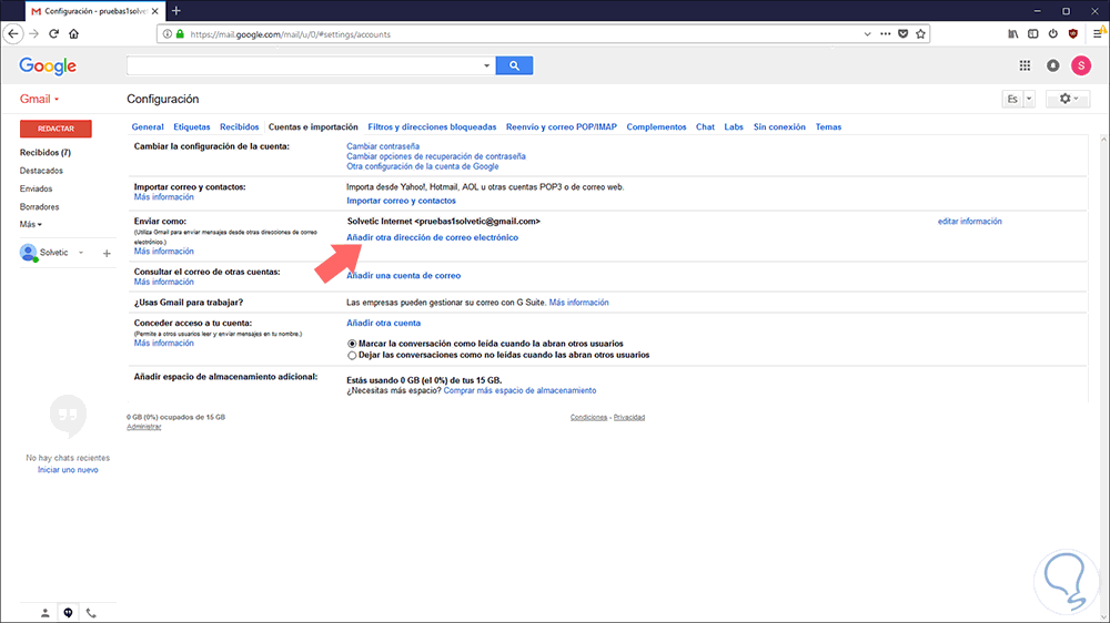 Cómo usar dirección de correo electrónico personalizada con Gmail Solvetic