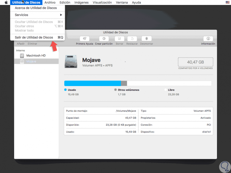 Cómo volver de versión macOS Mojave Beta a macOS High Sierra - Solvetic