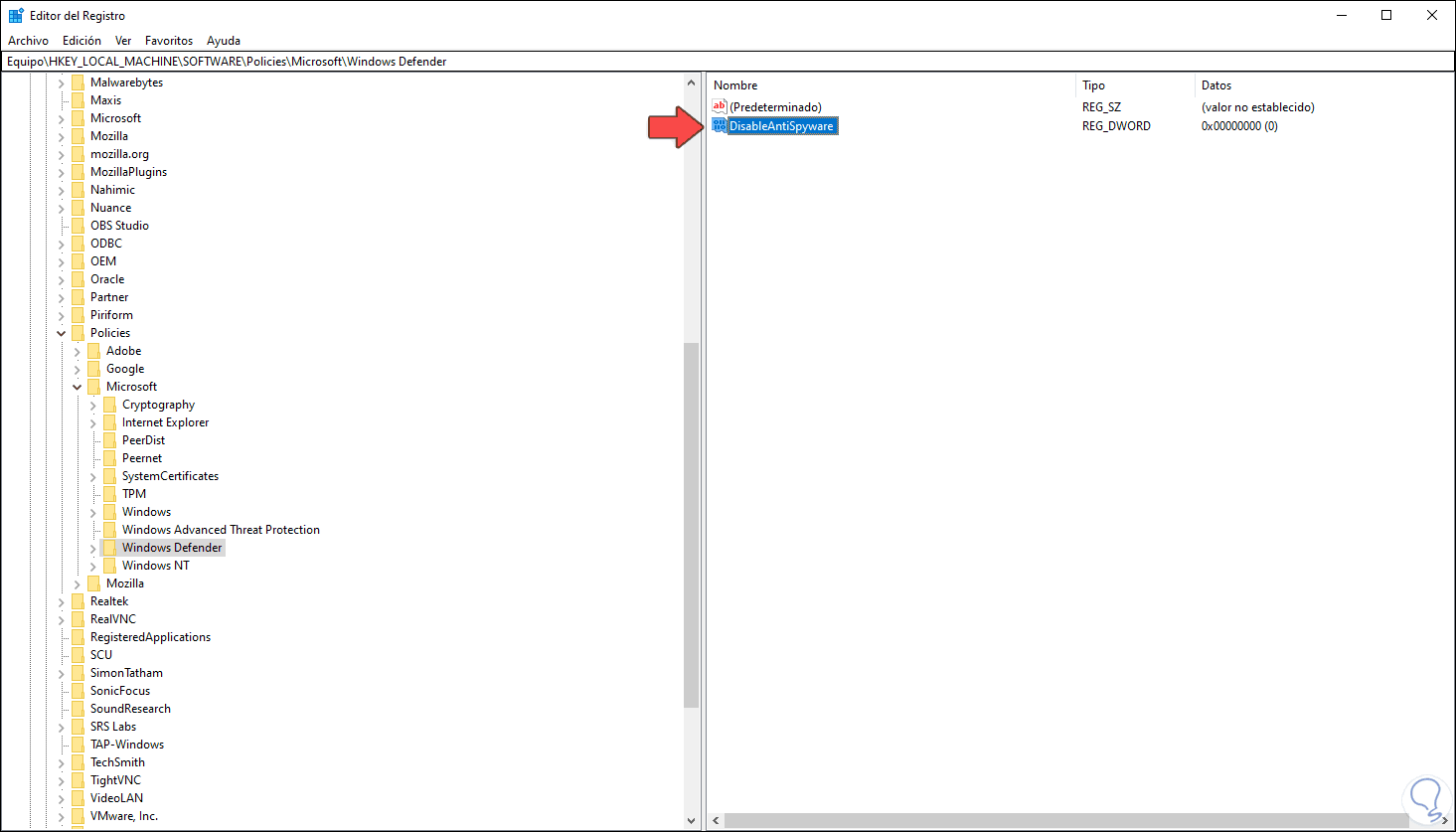 Desactivar Antimalware Service Executable Windows 10 Home y Pro 2021