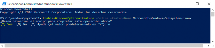 Imagen adjunta: 3-'Activar-Windows-Subsytem-for-Linux-modo-comandos.png
