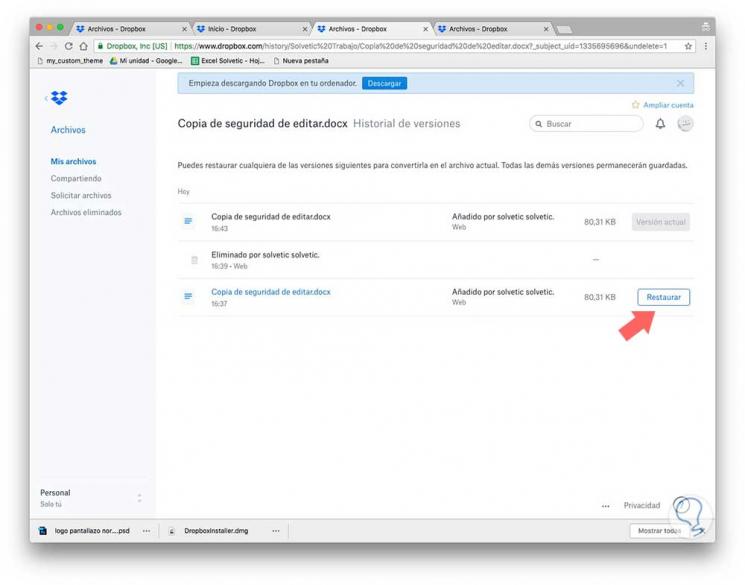 Cómo utilizar las principales funciones de Dropbox - Solvetic