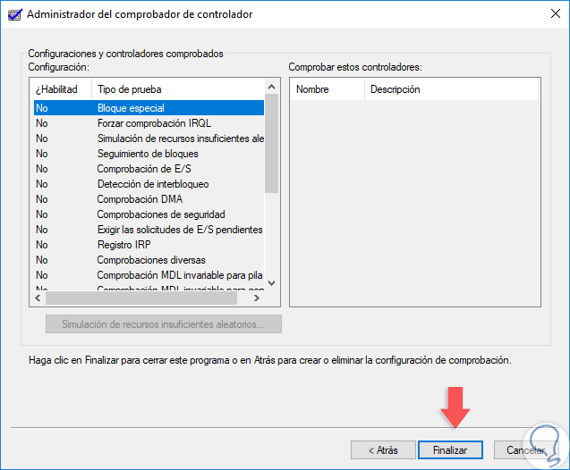 Cómo usar Driver Verifier Windows 10 Solvetic