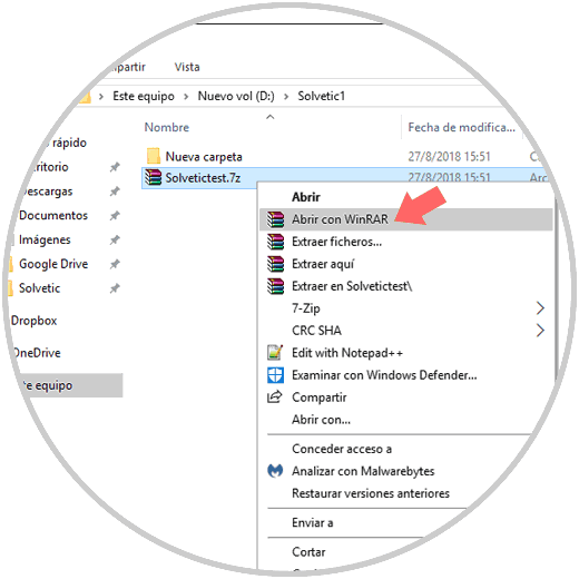 Cómo convertir .RAR a .ZIP o convertir .ZIP a .RAR con WinRAR Solvetic