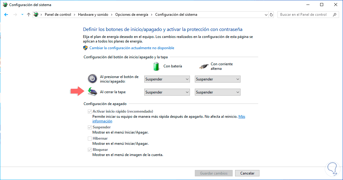 Cómo no suspender al cerrar tapa Windows 10 Solvetic