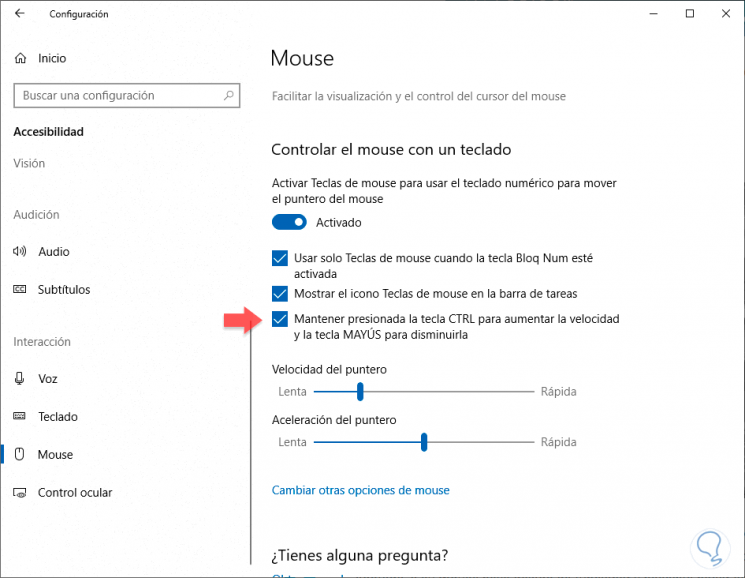 Cómo usar teclado para mover el ratón Windows 10, 8 ,7 - Solvetic