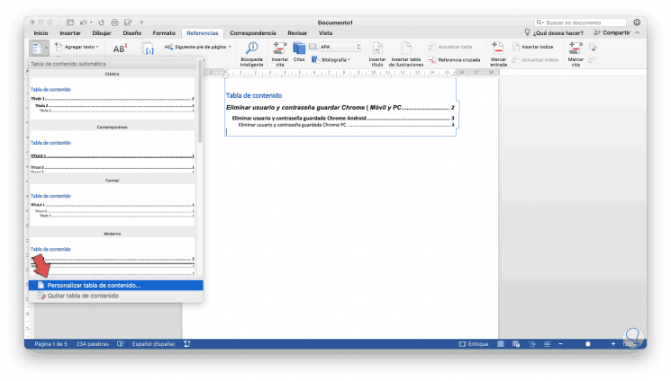 Cómo hacer un Indice en Word Mac | Tabla de contenido  