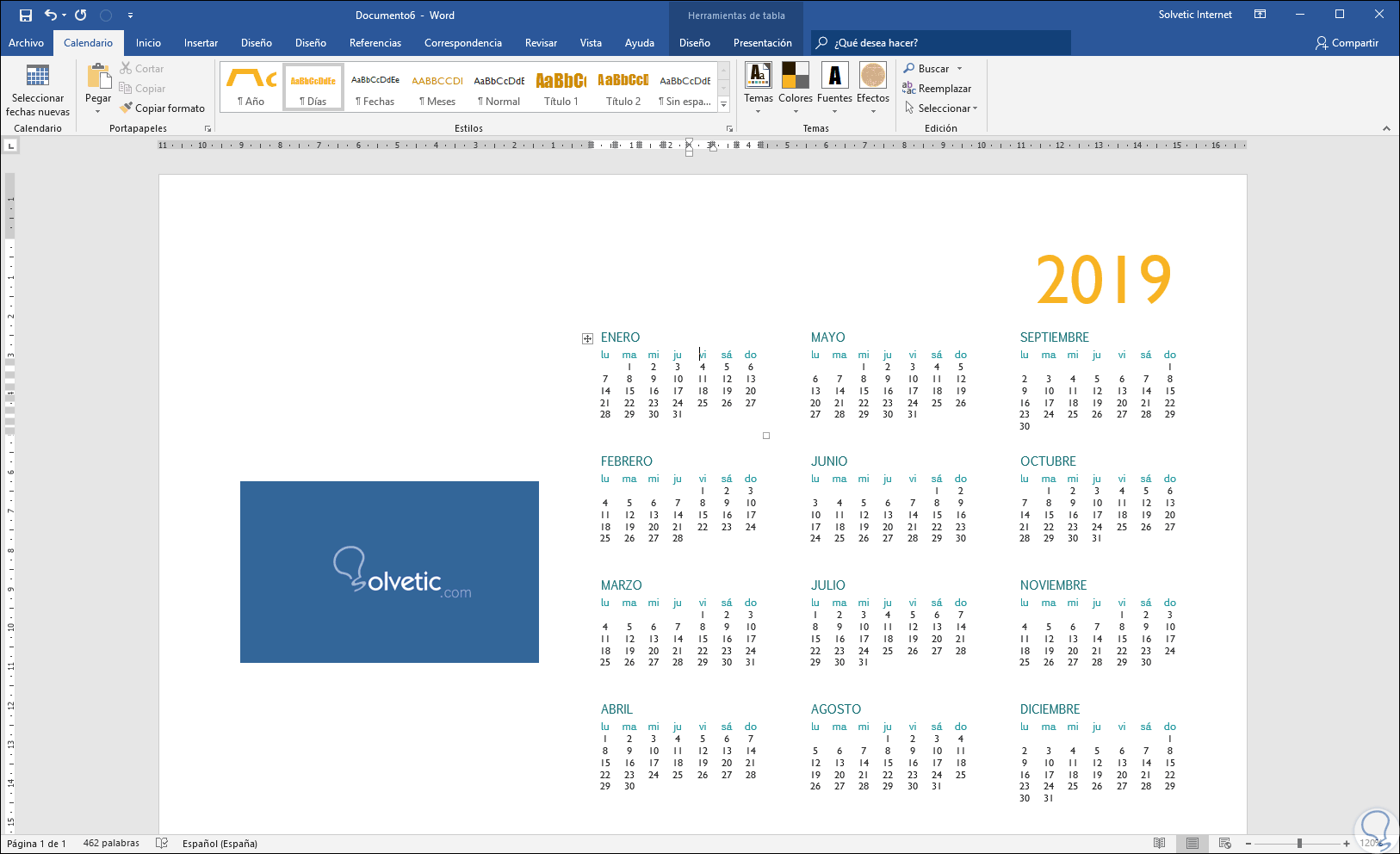 Como hacer un calendario con word