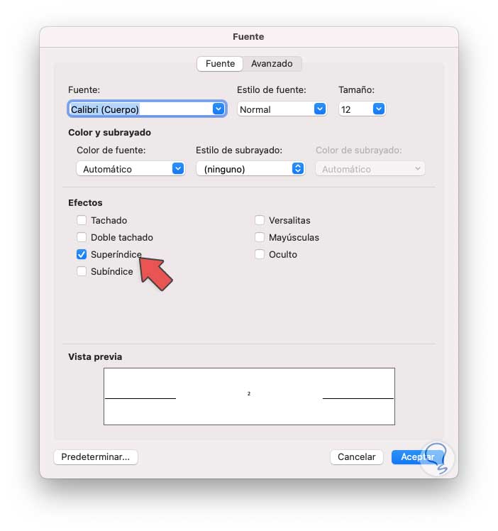Dar formato al texto como superíndice o subíndice en Word
