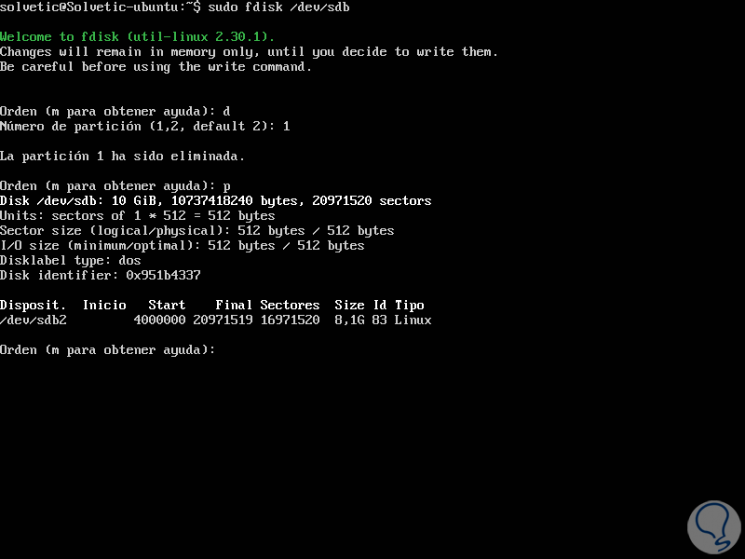 Cómo usar comando Fdisk para gestionar particiones Linux Solvetic