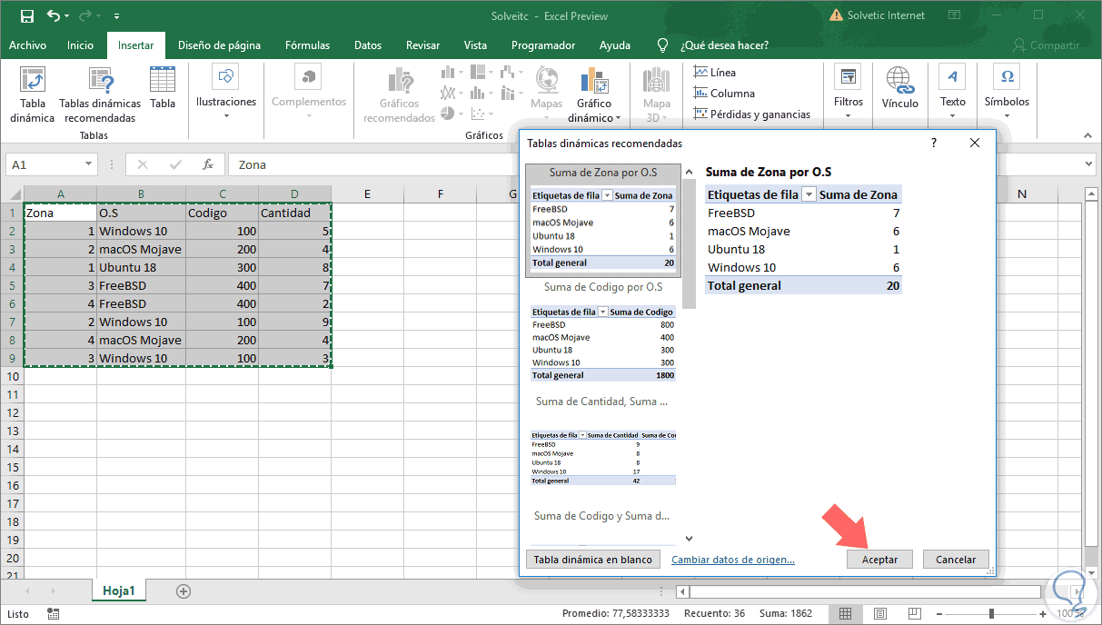 Cómo hacer una tabla dinámica Excel 2019 Solvetic