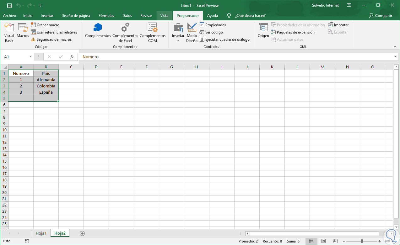 Formulas usadas en excel