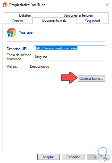 Cómo crear acceso directo YouTube Windows 10 Solvetic