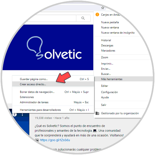 Cómo crear acceso directo YouTube Windows 10 Solvetic