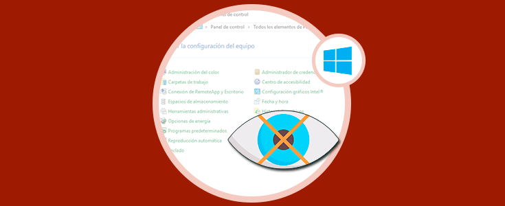 Ocultar elementos o accesos del Panel de control Windows 10