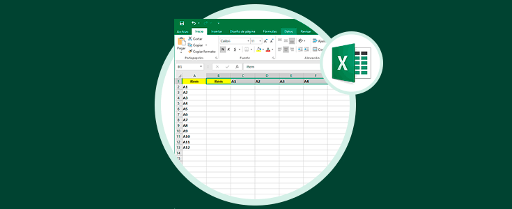 Cómo convertir fila a columna y viceversa en Excel 2016