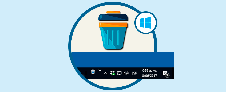 Añadir Papelera reciclaje en barra de tareas Windows 10