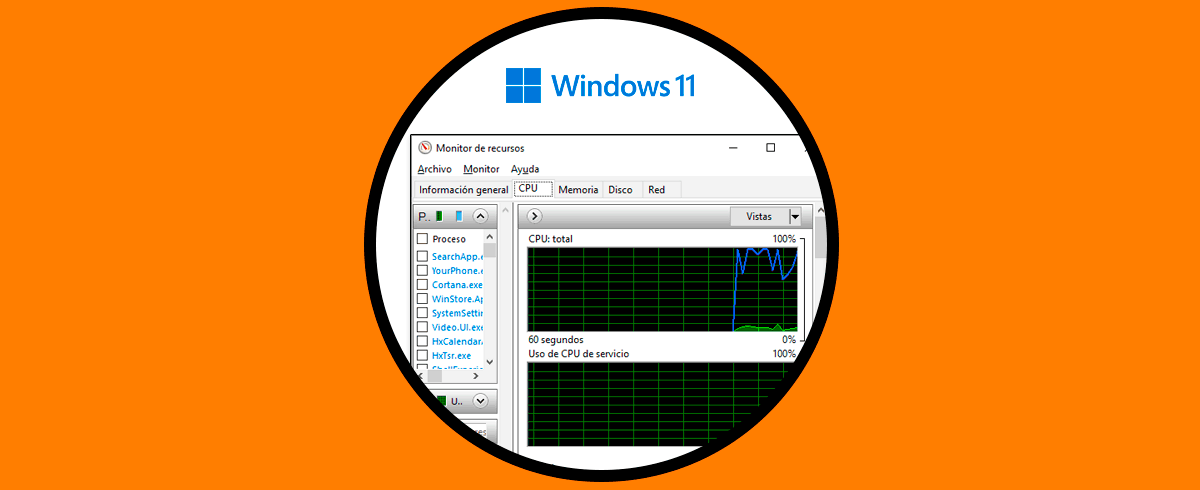 Abrir Monitor de Recursos Windows 11 | Rendimiento