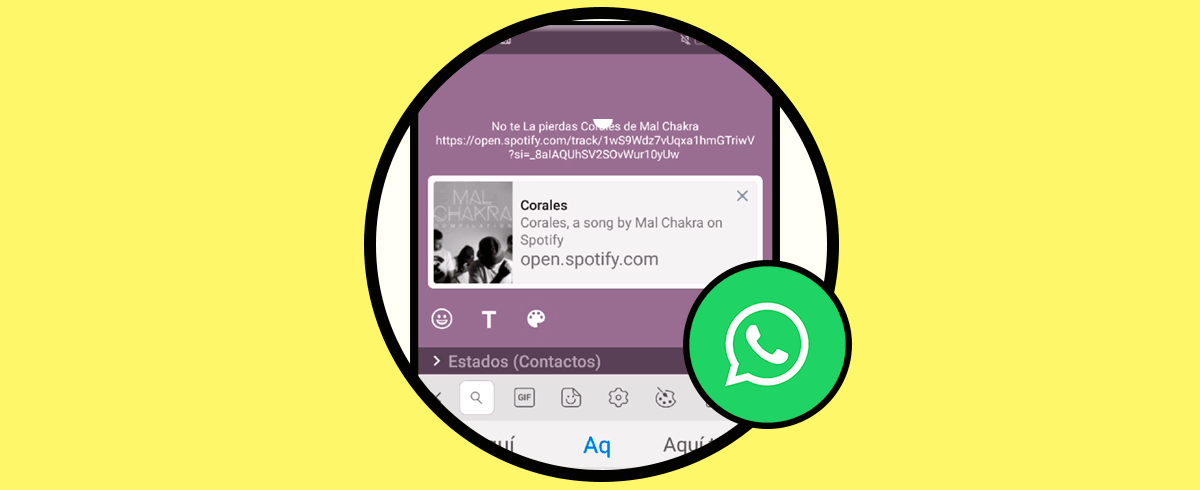 Compartir canción Spotify en estado WhatsApp