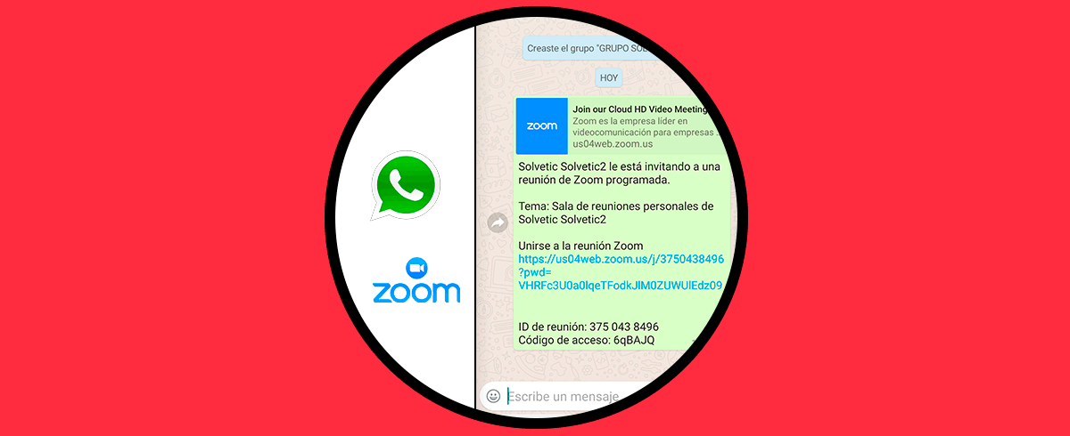 Cómo invitar a reunión Zoom por WhatsApp